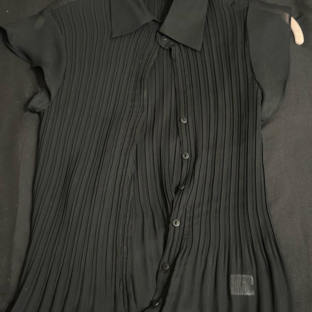 Chic Black Pleated Blouse